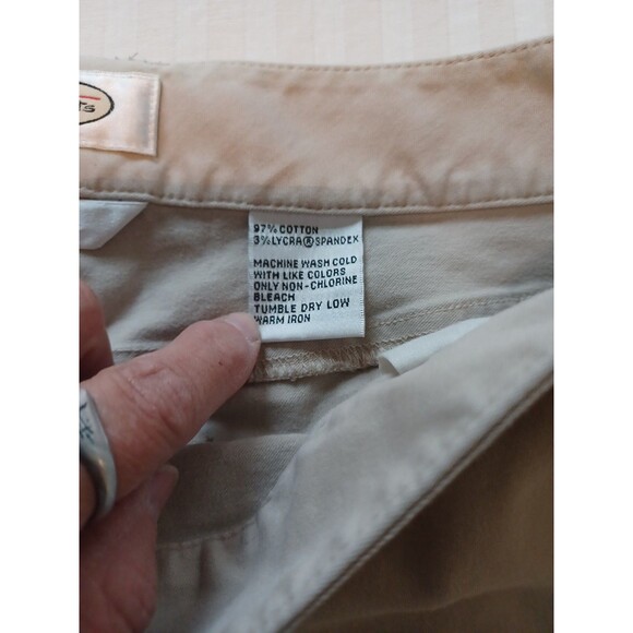 Talbots vintage wide leg khaki pants 10 cotton stretch pockets button accents - Picture 6 of 10
